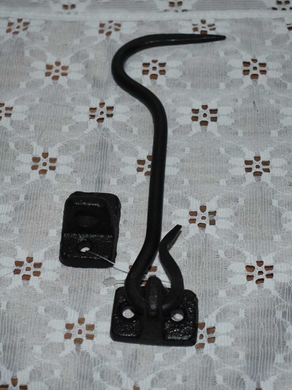 Vintage Hand Forged Black Wrought Iron Metal Gate Latch Hook - Rustic Farmhouse